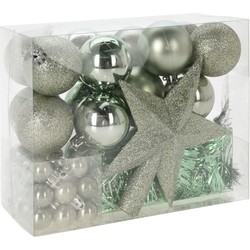 Christmas Decorations kerstballen set - 54x - mint groen - kunststof - Kerstbal