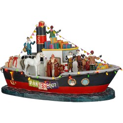 Luville Kerstdorp Pakjesboot - 32.5x17.5x19 cm - Polyresin - Multi