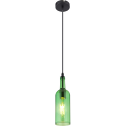 1-lichts hanglamp in flesvorm groen | Glas / Metaal |10 x 10 x 107 cm | Modern | Restaurant sfeer