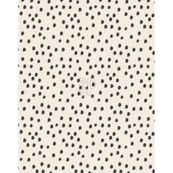 Polyester fleece deken/dekentje/plaid 130 x 170 cm beige met zwarte stippen - Plaids