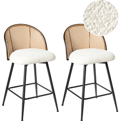 NATHAN - Barkruk set van 2 - Off-white - 91 cm - Bouclé