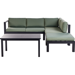 MESSINA - Loungeset voor 5 - Zwart/Groen - Aluminium