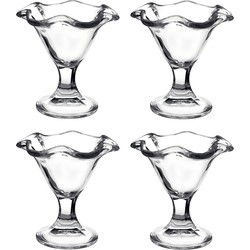 Set 4x stuks ijs/sorbet coupes op voet - glas - 240 ml - IJscoupe - IJscoupes