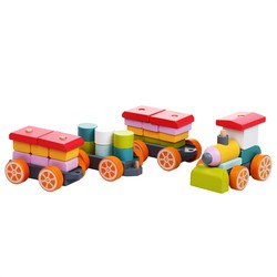 Cubika Cubika houten trein met drie wagons