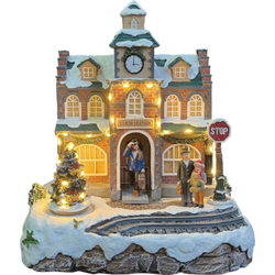 Treinstation Met Roterende Kerstboom