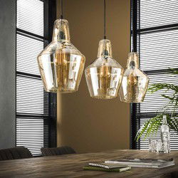 Hanglamp 3-Lichts - Kegel - Ø25cm - Amberkleurig Glas