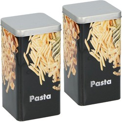 2x Metalen pasta/macaroni voorraadbussen 18,5 cm - Voorraadblikken