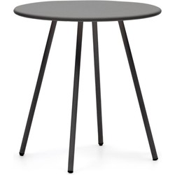 Kave Home - Montjoi ronde buitentafel in staal met grijze afwerking, Ø 70 cm