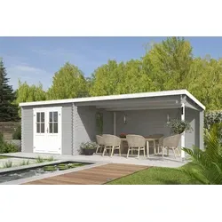 Outdoor Life, Blokhut St. Louis Platinum Grey-wit, 701 x 319 cm