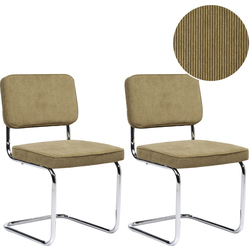 Beliani IRWIN - Eetkamerstoel-Groen-Corduroy
