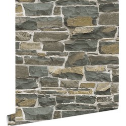 ESTAhome behang stenen muur bruin - 53 cm x 10,05 m - 138522