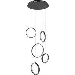 Highlight Olympia Oval Videlamp - 5 Dimbare Ledringen - Hanglamp - LED - Zwart