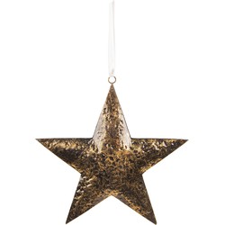 Clayre & Eef Decoratie Hanger Ster 25x25 cm Goudkleurig Ijzer Kersthanger