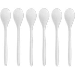 Cosy & Trendy Koffie/theelepeltje - 12x stuks - kunststof - wit - 13 cm - Theelepels