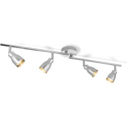 Moderne LED Opbouwspot Alba - Geborsteld staal - 81/9/17cm - Dimbaar - plafonniere gemaakt van metaal - inclusief LED lichtbron - GU10 fitting - 5W - 390lm - 3000K - warm wit licht