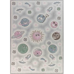 Kinderkamer Vloerkleed, KinderTapijt, SpeelTapijt - Schattig Planeten MILKY WAY - Meerkleurig/Grijs - 200x275 cm 