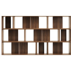 Kave Home - Set Litto van 9 modulaire planken in walnootfineer 202 x 114 cm