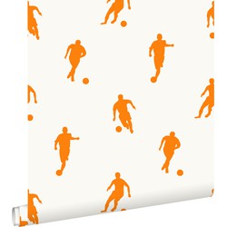 ESTAhome behang voetbalspelers oranje en wit - 53 cm x 10,05 m - 115871