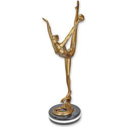 bronzen beeld van een gymnaste met bal hoogte 90 cm