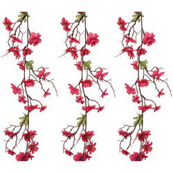 3x stuks kunstbloem/bloesem takken slinger - fuchsia roze - 187 cm - Kunstplanten