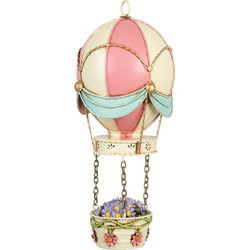 Clayre & Eef Decoratie Beeld Luchtballon Roze Beige Metaal