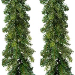 Set van 2x stuks kerst dennenslinger guirlandes groen 20 x 270 cm dennenguirlandes kerstversiering - Guirlandes