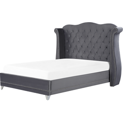 AYETTE  - Tweepersoonsbed - Grijs - 140 x 200 cm - Fluweel