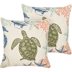 ALGAE - Sierkussen set van 2 - Beige - 45 x 45 cm - Linnen