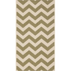 Safavieh Chevron Indoor/Outdoor Woven Area Rug, Courtyard Collection, CY6244, in Green & Beige, 79 X 152 cm