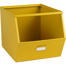 Urban Living Stapelbare opbergmand Open Metal Box - L23 x B32 x H21 cm - metaal - geel - Opbergmanden