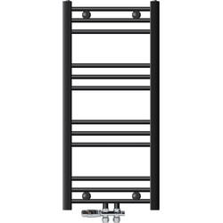 Badkamer radiator middenaansluiting 400x800 mm antraciet gebogen met onderaansluitset LuxeBath