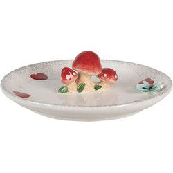Clayre & Eef Decoratie schaal Wit Rood Keramiek