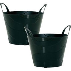 Prosperplast Flexibele Emmer - 2x - 15 liter - zwart - wasmand - kuip - Wasmanden