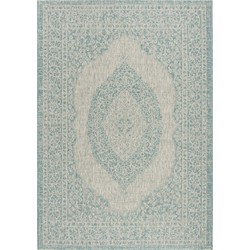 Safavieh Contemporary Indoor/Outdoor Woven Area Rug, Courtyard Collection, CY8751, in Light Grey & Aqua, 122 X 170 cm