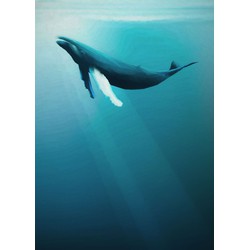 Komar fotobehang Artsy Humpback Whale blauw - 200 x 280 cm - 610841