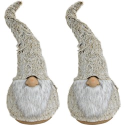2x stuks pluche gnome/dwerg decoratie poppen/knuffels grijs 67 x 20 cm - Kerstman pop
