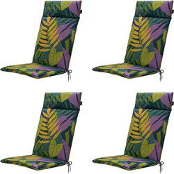 Madison -  Tuinstoelkussen Hoge Rug Iven green - Ca. 120x50 cm - Set van 4