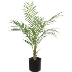 Groene areca palm/goudpalm Dypsis Lutescens kunstplant in zwarte kunststof pot 60 cm - Kunstplanten