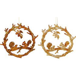 5.1 inch Wreath W/ Squirrel Orna X 2 5x5x10 cm kerstornament