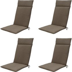 Madison -  Tuinstoelkussen Hoge Rug Taupe canvas eco+ - Ca. 120x50 cm - Set van 4