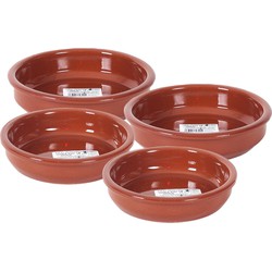 4x Terracotta tapas bakjes/schaaltjes 18 cm en 14 cm - Snack en tapasschalen