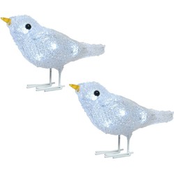 2x LED acryl figuren vogel 16 cm - kerstverlichting figuur