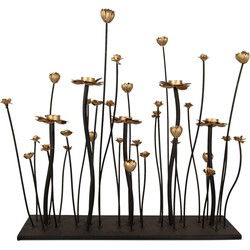 Clayre & Eef Kandelaar Zwart Goudkleurig Metaal Bloemen