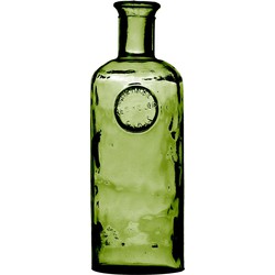 Natural Living Bloemenvaas Olive Bottle - Smaragd groen transparant - glas - D13 x H35 cm - Fles vazen - Vazen