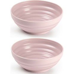 Set van 4x kommetjes/schaaltjes - Dessert/ontbijt - Kunststof - D13 cm - Oudroze - Kommetjes