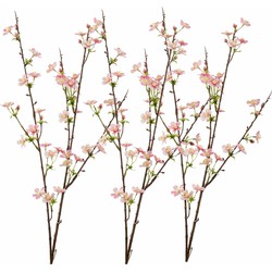 3x Roze appelbloesem bloemen kunsttakken 85 cm - Kunstbloemen