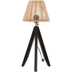 MUST Living Table lamp Montecristo BLACK,48x22x22 cm, NATURAL rattan shade