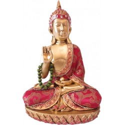 Rood Thais Boeddha beeldje met ketting 22 cm - Beeldjes