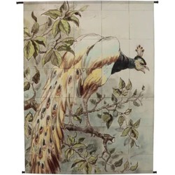 Wall Hanging Peacock Tiles Velvet Blue 140x170cm