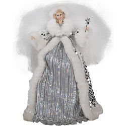 Clayre & Eef Kerstdecoratie Engel 28 cm Wit Zilverkleurig Kunststof